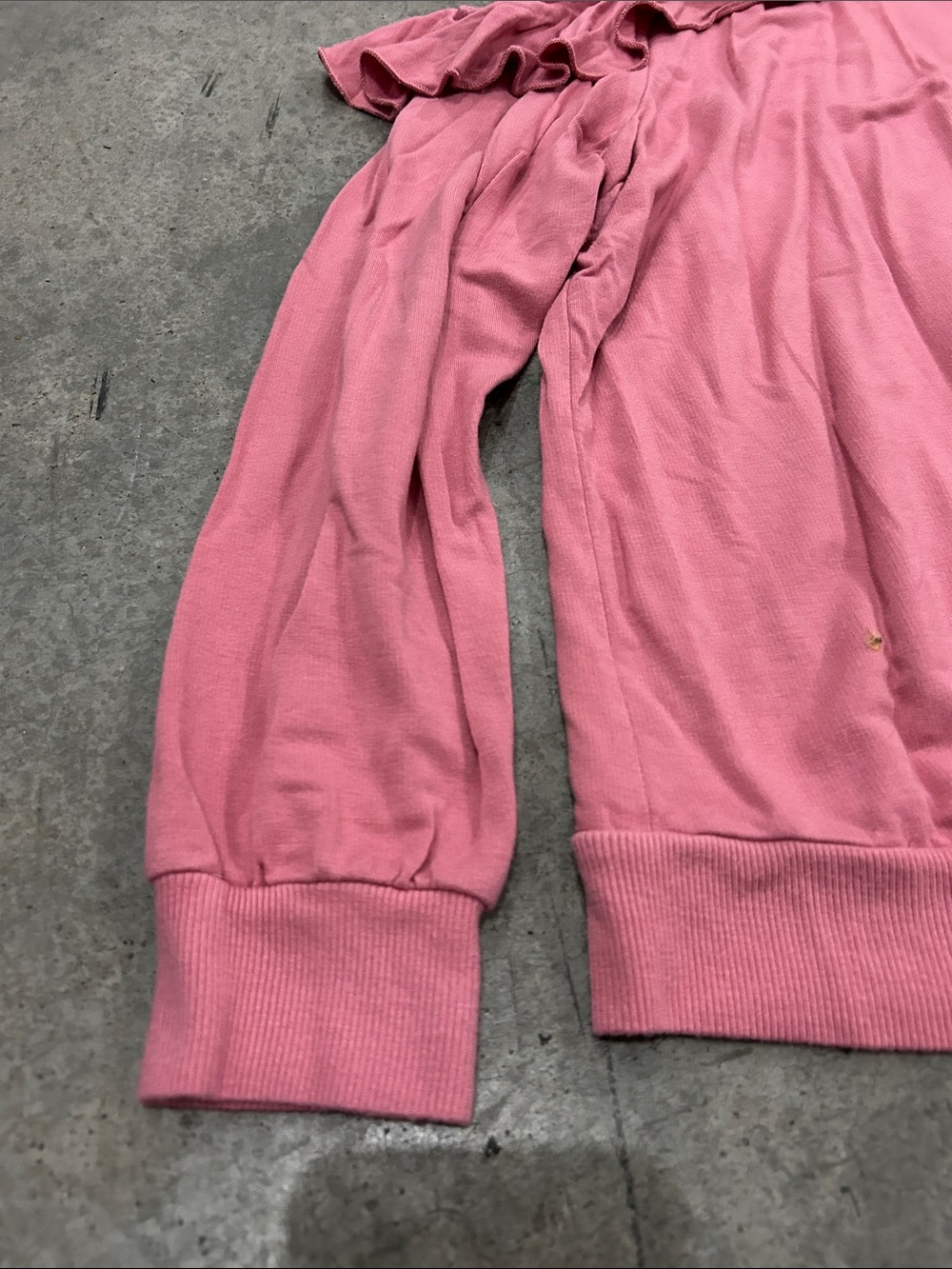 Express Pink Cold-Shoulder Ruffle Sweatshirt - Picture 4 of 8